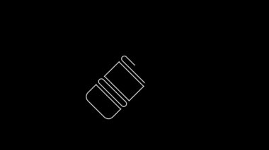 Beyaz çizgi Aqualung simgesi siyah arkaplanda izole edildi. Dalgıçlar için oksijen tüpü. Dalış ekipmanları. Olağanüstü bir spor. Su altı ekipmanları. 4K Video hareketli grafik canlandırması.