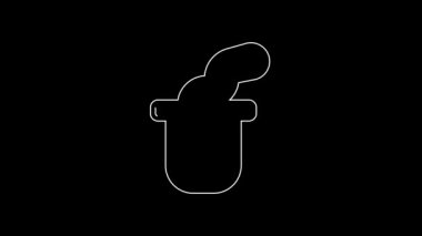 White line Cup of tea icon isolated on black background. 4K Video motion graphic animation.