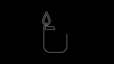 Beyaz çizgi aydınlatma simgesi siyah arkaplanda izole edildi. 4K Video hareketli grafik canlandırması.