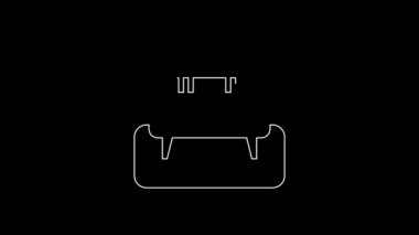 Beyaz çizgi Bench simgesi siyah arkaplanda izole edildi. 4K Video hareketli grafik canlandırması.