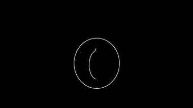 White line Plum fruit icon isolated on black background. 4K Video motion graphic animation.