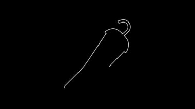 White line Hot chili pepper pod icon isolated on black background. Design for grocery, culinary products, seasoning and spice package, cooking book. 4K Video motion graphic animation.