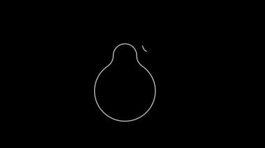 Beyaz çizgi Pear simgesi siyah arkaplanda izole edildi. Yaprak sembollü meyve. 4K Video hareketli grafik canlandırması.