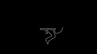 Beyaz çizgi Storm simgesi siyah arkaplanda izole edildi. Bulut ve şimşek işareti. Fırtınanın hava durumu ikonu. 4K Video hareketli grafik canlandırması.