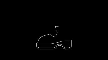 White line Ancient viking boots icon isolated on black background. Traditional clothes and accessories of past times. 4K Video motion graphic animation.