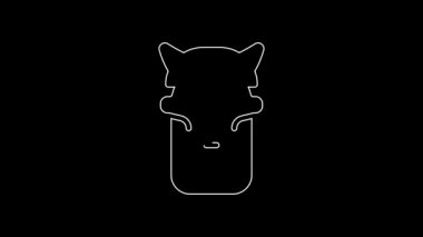 White line Viking head icon isolated on black background. 4K Video motion graphic animation.