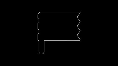 White line Viking flag icon isolated on black background. 4K Video motion graphic animation.