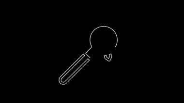 White line Medieval chained mace ball icon isolated on black background. Morgenstern medieval weapon or mace with spikes. 4K Video motion graphic animation.