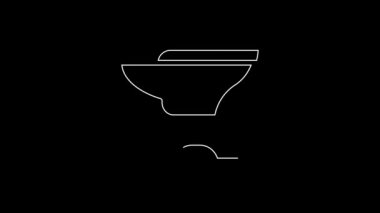 White line Anvil for blacksmithing and hammer icon isolated on black background. Metal forging. Forge tool. 4K Video motion graphic animation.
