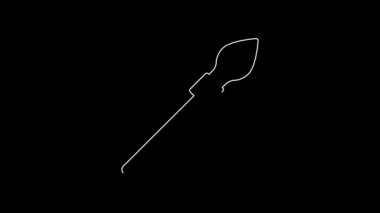 White line Medieval spear icon isolated on black background. Medieval weapon. 4K Video motion graphic animation.
