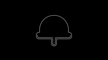Beyaz çizgili Viking boynuzlu miğfer ikonu siyah arka planda izole edildi. 4K Video hareketli grafik canlandırması.