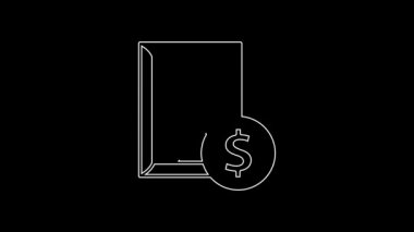 White line Auction painting icon isolated on black background. Auction bidding. Sale and buyers. 4K Video motion graphic animation.