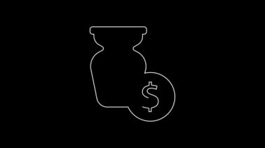 White line Auction ancient vase icon isolated on black background. Auction bidding. Sale and buyers. 4K Video motion graphic animation.