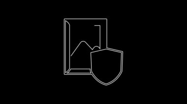 White line Auction painting icon isolated on black background. Auction bidding. Sale and buyers. 4K Video motion graphic animation.