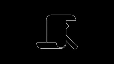 White line Auction hammer icon isolated on black background. Gavel - hammer of judge or auctioneer. Bidding process, deal done. Auction bidding. 4K Video motion graphic animation.