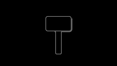 White line Hand holding auction paddle icon isolated on black background. Bidding concept. Auction competition. Hands rising signs with BID inscriptions. 4K Video motion graphic animation.