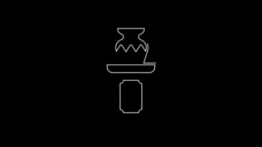 White line Auction ancient vase icon isolated on black background. Auction bidding. Sale and buyers. 4K Video motion graphic animation.