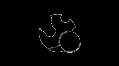 White line Christian cross with globe Earth icon isolated on black background. World religion day. 4K Video motion graphic animation.