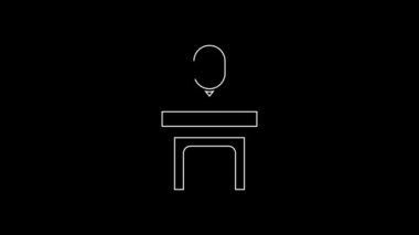White line Church pastor preaching icon isolated on black background. 4K Video motion graphic animation.