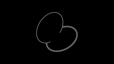 White line Christian bread icon isolated on black background. Religion and Christianity. 4K Video motion graphic animation.