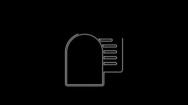 Beyaz çizgi. Kutsal İncil ikonu siyah arka planda izole edilmiş. 4K Video hareketli grafik canlandırması.