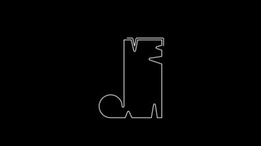 White line Ancient papyrus scroll icon isolated on black background. Parchment paper. Ancient Egypt symbol. 4K Video motion graphic animation.