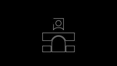 White line Egyptian house icon isolated on black background. 4K Video motion graphic animation.