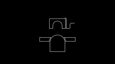 White line Egyptian house icon isolated on black background. 4K Video motion graphic animation.