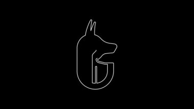 White line Egyptian anubis icon isolated on black background. 4K Video motion graphic animation.