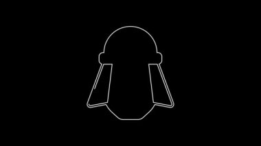 White line Egyptian man icon isolated on black background. 4K Video motion graphic animation.
