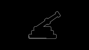 White line Fire hose reel icon isolated on black background. 4K Video motion graphic animation.