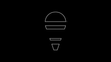 White line Fire cone bucket icon isolated on black background. Metal cone bucket empty or with water for fire fighting. 4K Video motion graphic animation.