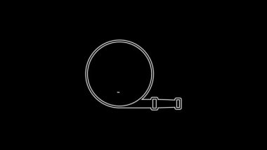 White line Fire hose reel icon isolated on black background. 4K Video motion graphic animation.