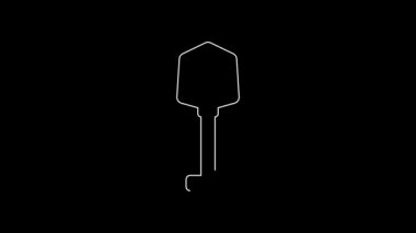 White line Fire shovel icon isolated on black background. Fire protection equipment. Equipment for firefighter. 4K Video motion graphic animation.