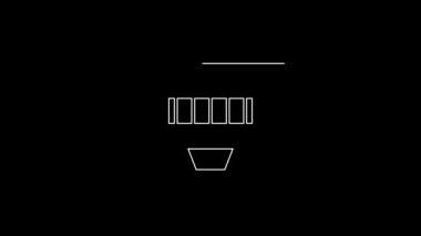 White line Smoke alarm system icon isolated on black background. Smoke detector. 4K Video motion graphic animation.