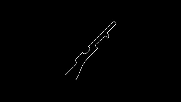 Біла Лінія Піктограма Мисливської Зброї Ізольована Чорному Тлі Мисливський Пістолет — стокове відео