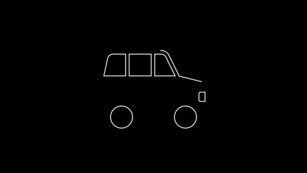 Linha Branca Ícone Carro Isolado Fundo Preto Animação Gráfica Movimento — Vídeo de Stock