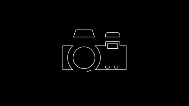 Иконка Фотокамеры Выделена Чёрном Фоне Фотокамера Цифровая Фотография Видеографическая Анимация — стоковое видео