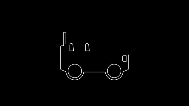 Иконка Автомобиля Белой Линии Выделена Черном Фоне Видеографическая Анимация — стоковое видео
