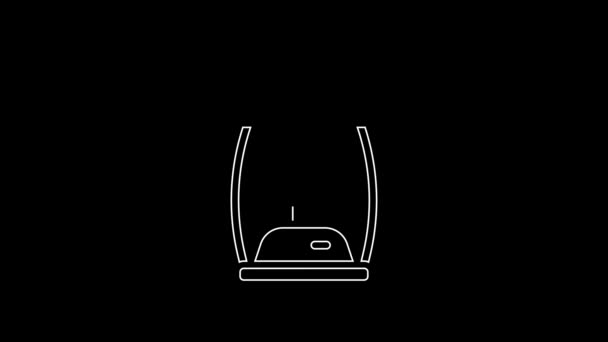White Line Camping Lantern Icon Isolated Black Background Video Motion — Vídeo de Stock