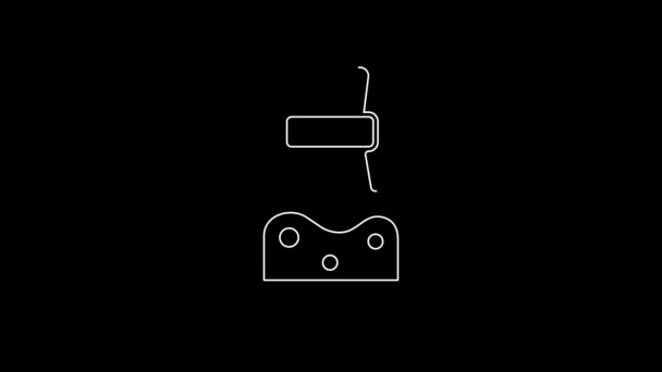 黒の背景に分離されたポーションアイコンを持つホワイトラインボトル 魔法の薬でフラスコ ハッピーハロウィンパーティー 4Kビデオモーショングラフィックアニメーション — ストック動画