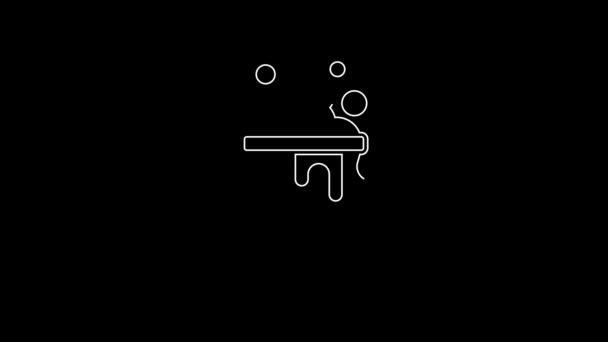 白い線黒の背景に隔離された魔女の大釜のアイコン ハッピーハロウィンパーティー 4Kビデオモーショングラフィックアニメーション — ストック動画
