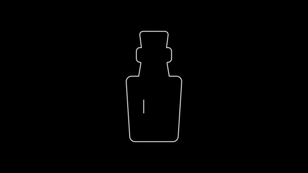 Пляшка Білої Лінії Значком Зілля Ізольована Чорному Тлі Клеймо Чарівним — стокове відео