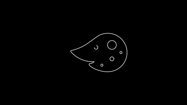 Біла Лінія Піктограма Вогняної Кулі Ізольована Чорному Тлі Відео Рух — стокове відео