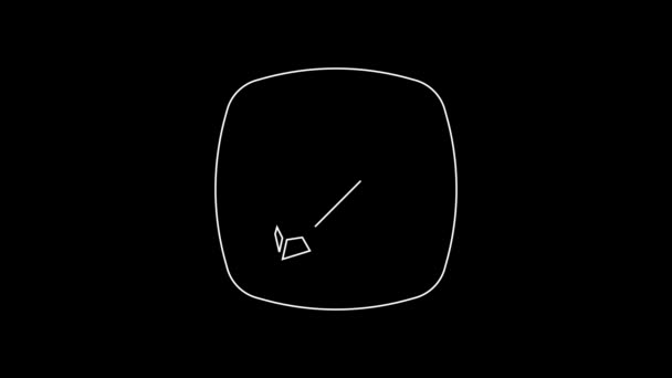 白线魔法石图标孤立在黑色背景 幻想水晶 游戏用珠宝宝石 4K视频运动图形动画 — 图库视频影像