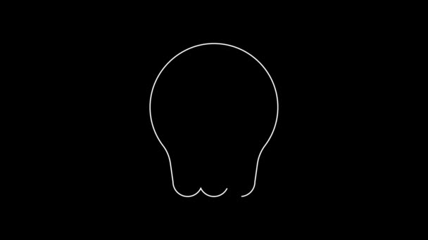 White Line Skull Icon Isolated Black Background Happy Halloween Party — Stock Video