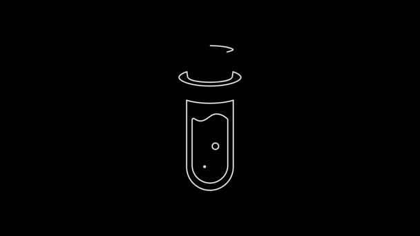 白线瓶与药水图标隔离在黑色背景 有魔法药水的瓶万圣节快乐派对4K视频运动图形动画 — 图库视频影像