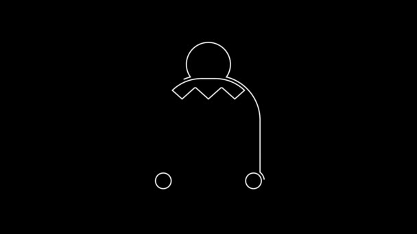 白线冬季帽子图标孤立在黑色背景 4K视频运动图形动画 — 图库视频影像