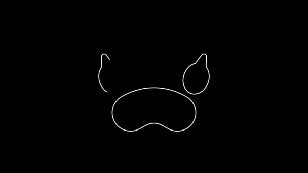 White Line Bear Paw Footprint Icon Isolated Black Background Video — Vídeo de stock