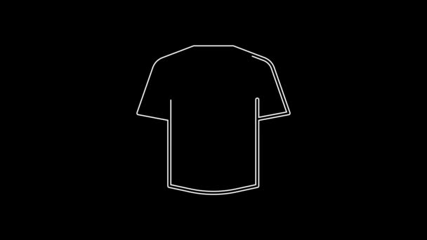 White Line Hockey Jersey Icon Isolated Black Background Video Motion — Stok video
